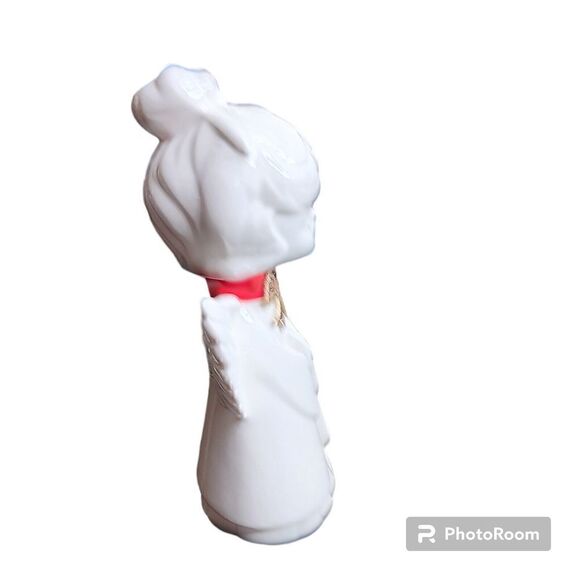 VTG Christmas Angel Topper MCM 7.5" Figure Singing Choir Ceramic Red Gold Bow - Picture 3 of 8